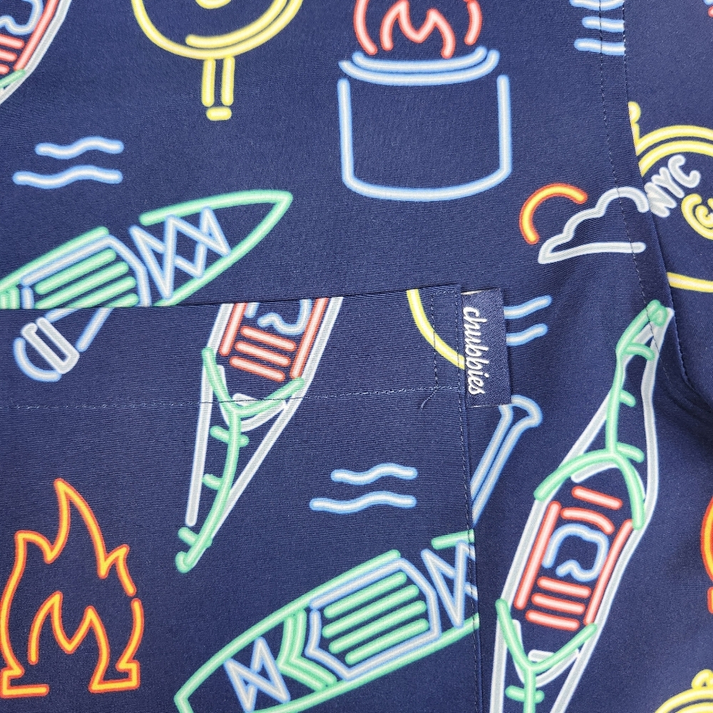 Chubbies Mens Button Up Shirt Neon Short Sleeve Size M Medium - Picture 3 of 8